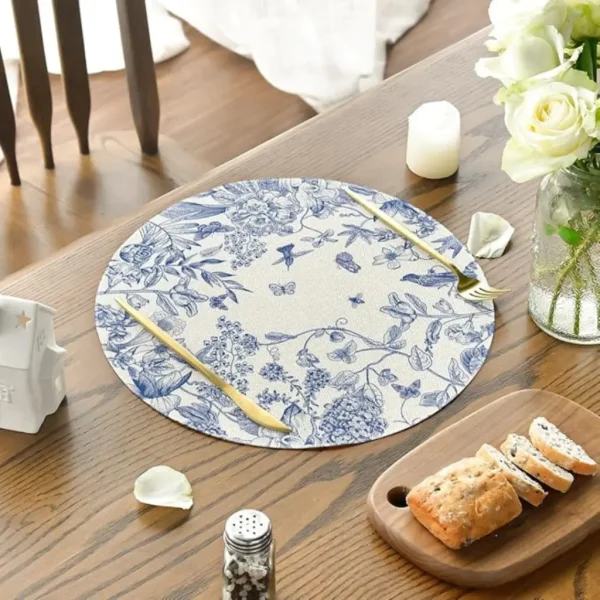 Luxury Hydragea Round Table Placemat 6Pcs Set