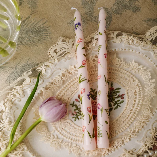 Printed taper candles